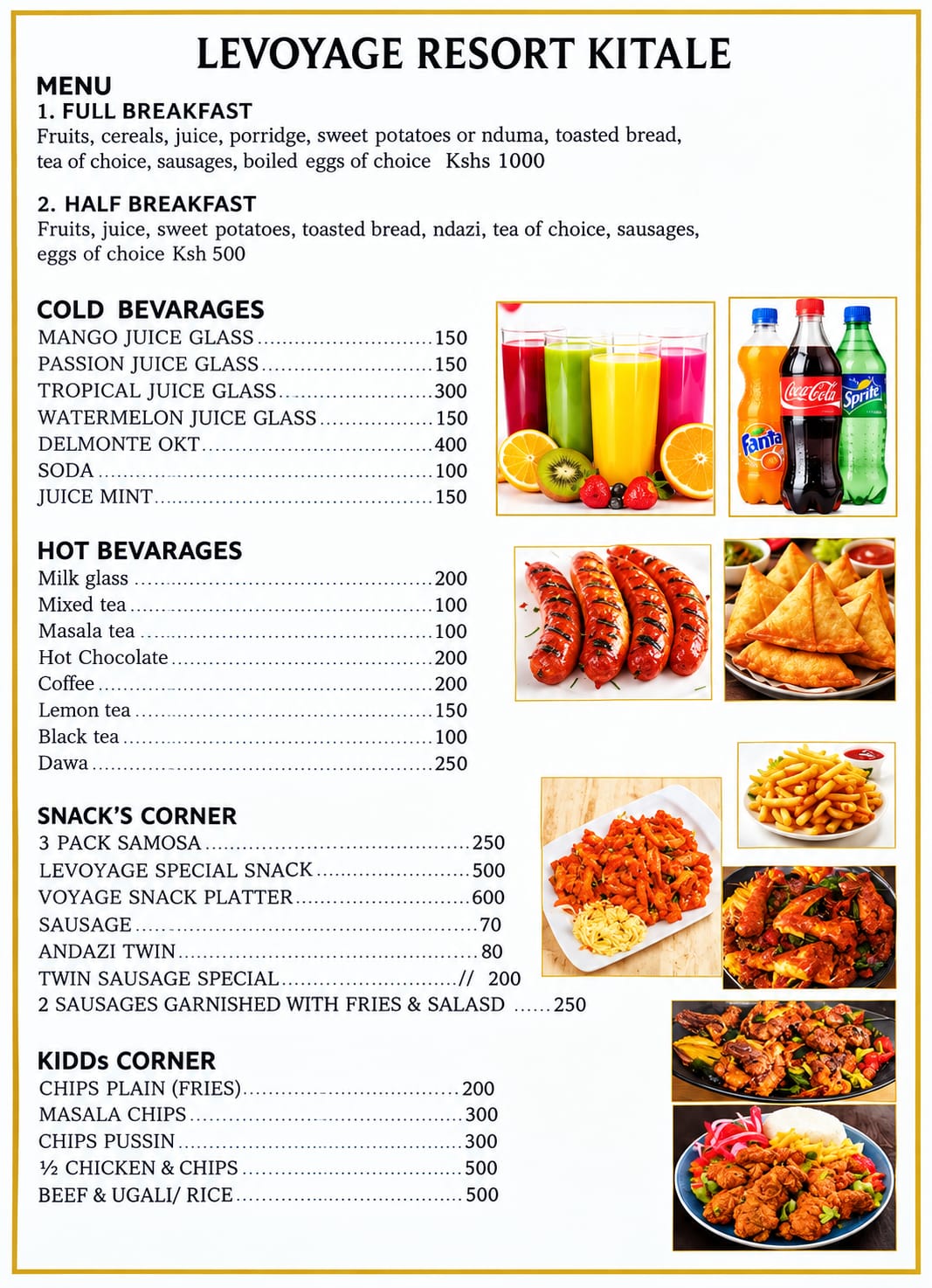 LE-VOYAGE breakfast and snacks menu